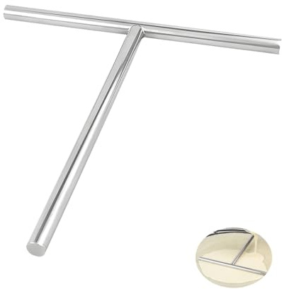 Juego de distribuidor redondo para crepé, 26 x 18,5 cm, de acero inoxidable, con mango largo, para casa, cocina, hornear