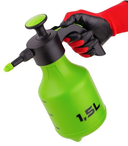 MIVOS Tryckspruta 1,5 liter – premium trädgårdsspruta, pumpspruta för balkong, terrass och trädgård – växtspruta – spruta för växtvård, handspruta