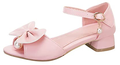 Generisch Sandalias brillantes de encaje abierto, zapatos de fiesta de boda con tacón para niños pequeños y grandes, zapatos festivos con purpurina plateada, Rosa., 31 EU