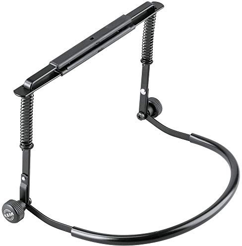K&M 16416 Mundharmonikahalter Schwarz aus Stahl mit Federspannung speziell für Blues-Harp - formschön, handlich, stabil