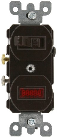 Leviton 20 Amp, 120 Volt, Duplex Style Single-Pole/Neon Pilot AC Combination Switch, Commercial Grade, 5336, Brown
