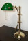 linoows Bankerlampe, Schreibtischlampe, Hochwertige Tisch-Lampe, Messing, Grüner Schirm