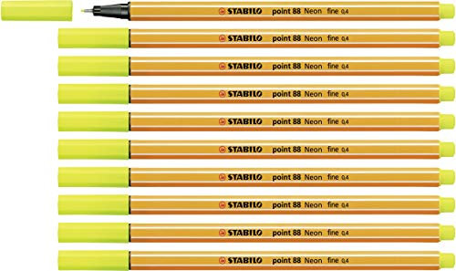 STABILO - Fineliner - point 88-10er Pack - Neonfarbe, leuchtfarbengelb
