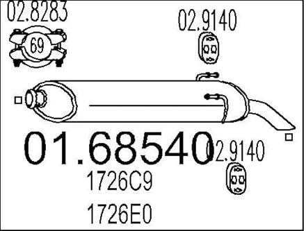 MTS Silencieux arrière Pot d'Échappement 01.68540
