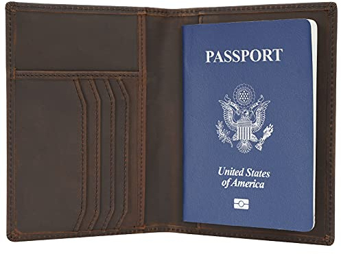 Polare Slim RFID Blocking Leather Passport Holder Travel Bifold Wallet For Men