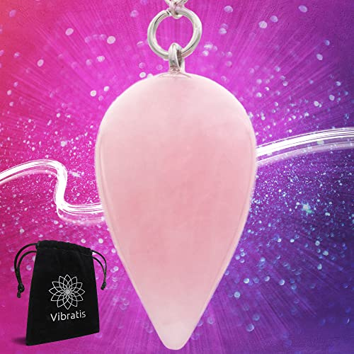 Pendule Divinatoire de Radiesthésie en Quartz Rose | Pierre Apaisante - Favorise l'Amour de Soi