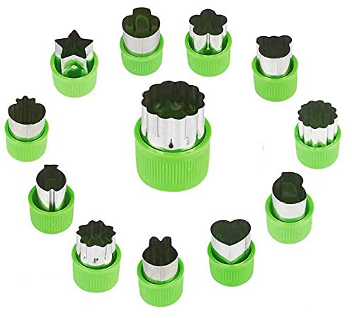 Mini Cookie Cutter Set, 12 Pcs Vegetable Cutter Shapes Set Pie Fruit Cookie Pastry Stamps Mold for Kids Baking and Food Supplement Tools Accessories
