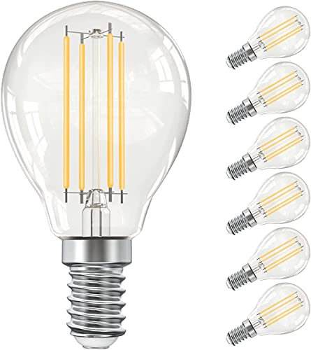 LEDYA E14 LED Warmweiss, 4W 400lm Glühbirne ersetzt 35W Halogenlampen, 2700K Filament Leuchtmittel, Classic Lampe Birnen in Tropfenform, 6 Stück