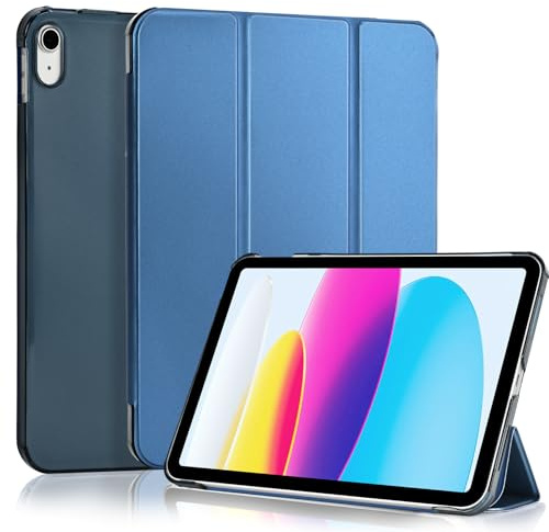 4UBonLife Custodia Per iPad 11ª Generazione A16 11 Pollici 2025, iPad 10ª Generazione10,9 Pollici 2022, Cover Protettiva Sottile e Leggera con Retro Rigido Traslucido Guscio Cover,Blu Scuro