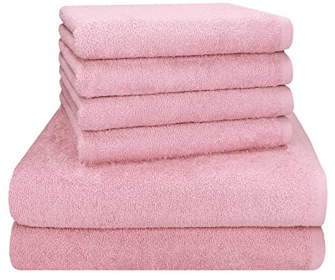 Betz Berlin 6er Set 2X Maxi Duschtuch 100 x 150 cm 4X Handtuch 50 x 100 cm 100% Baumwolle Farbe Lotus - Berlin