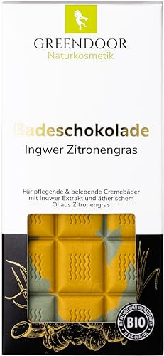 GREENDOOR Badeschokolade Zitronengras 100g feines Naturkosmetik CREMEBAD, frischer zitroniger Duft, Hautpflege trockene Haut, Natur Badezusatz ohne Tenside, rückfettendes Ölbad