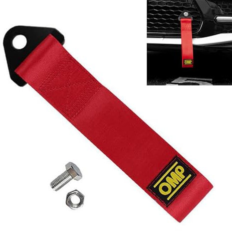 Corda per Rimorchio in Nylon,Fune di Traino Universale Racing,Cinghia di Traino da Corsa ad Alta Resistenza,Cinghie per Rimorchio da Corsa,Gancio Traino in Tessuto 1 Pezzi Rosso Tokaneit