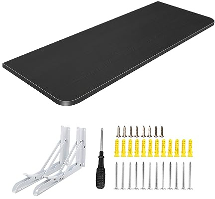 HUOLE Wandklapptisch Schreibtisch Tischplatte Klapptisch Esstisch Küchentisch für die Wand Bartisch Stehtisch Wandtisch Tisch klappbar zur Wandmontage-60 * 30 * 1,6 cm – schwarz