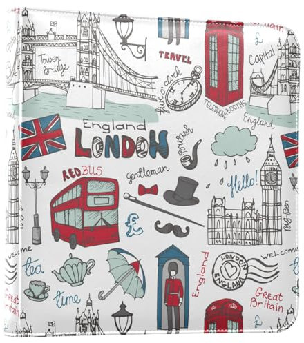 London Wahrzeichen Fotoalbum, selbstklebende Seiten, Sammelalbum, Fotoalben, Bilderalben für Bilder aller Größen, 10 x 15 cm, 12 x 17 cm, 15 x 20 cm