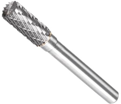 CoCud Tungsten Carbide Rotary Burrs File, 1/4 Shank 8mm Dia, Double Cut Cylinder Shape Rotary Burrs Tool - (Applications: for Metal Carving)