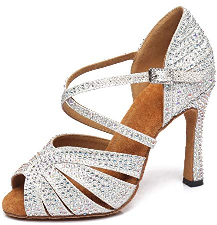 MINITOO Sandales de danse latine salsa en satin pour femme