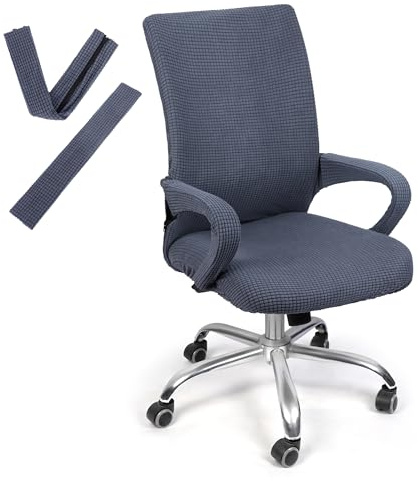 Nicola Stretch Office Chair Covers, Computer Desk Chair cover, Removable Washable Chair Seat Cover Protector Cover with Desk Armchair Slipcover (dark grey)