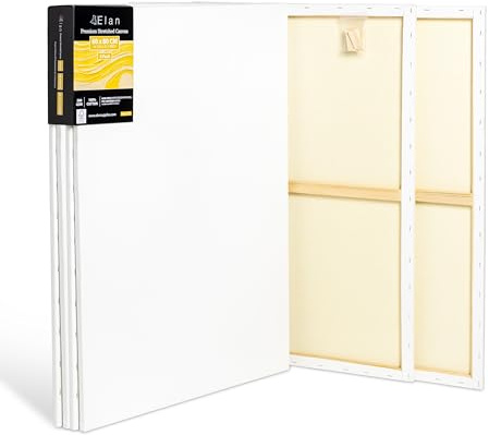 Elan spända målardukar 60x80 cm, 4-pack stor målarduk för målning 380 g/m²