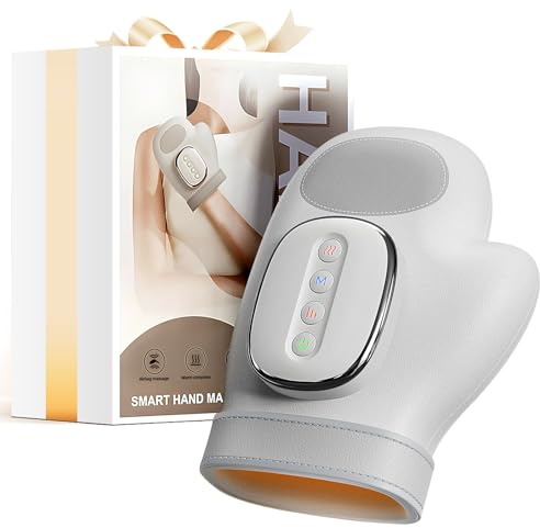 Masajeador de manos con calor y compresión para aliviar la artritis y el túnel carpiano, 3 modos, 4 temperaturas, 5 compresiones, guante de terapia eléctrico inalámbrico, regalo para mujeres/hombres
