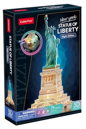 CubicFun - 660536 - Puzzle 3D Statue de la Liberté LED - Modèle 3D Lumineux - Monument de New York - Kit de modélisme avec 79 pièces - pour Enfants à partir de 8 Ans