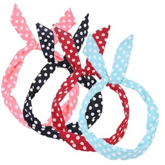 4 Pièces Bandeaux À Pois, Bandana À Pois Fil Rétro Accessoires De Cheveux Bandana Rétro Bandeaux Rock'n'Roll Cheveux De Femme En Fil Réglable Vintage Accessoire Pour Femme Fêtes Soirées Quotidien