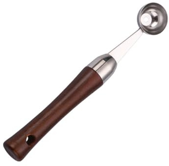 TOYANDONA Scavino Melone Acciaio Inossidabile con Manico in Legno Cucchiaio per Frutta Multiuso Pallinatore Anguria e Cantalupo Design Ergonomico Superficie Liscia e Durevole