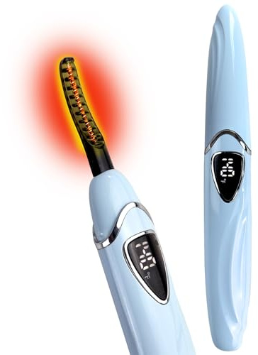 Recourbe Cils Chauffant Tehoi S600 - Boucle Cils Chauffé avec Contrôle de Température Précis, Arrêt Automatique Intelligent pour Maquillage Naturel et Boucles Longue Durée S600 (Skyblue+Silver)