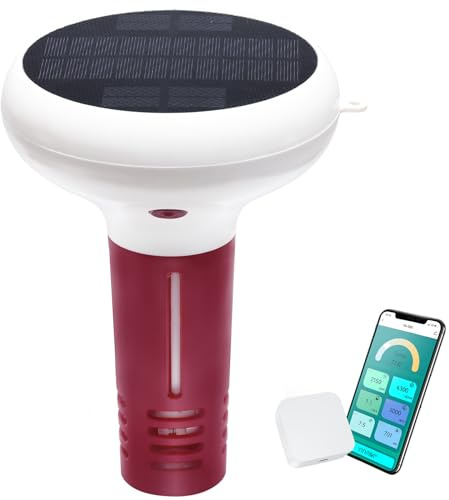 GIDIGI Medidor Cloro, pH y Salinidad Piscinas, 7 en 1 pH FAC Sal ORP EC TDS y Temp, Flotante Medidor de Cloro con Aplicación, Carga Solar Medidor Inteligente de pH para Piscinas, Acuarios, Spa