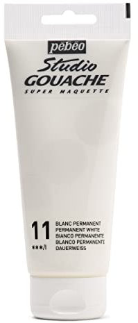 Pébéo - Studio Gouache 100 ml - Professionelle Gouache-Farbe, Gouache-Farben, deckende und pigmentierte Gouache-Malfarben - Dauerhaftes Weiß - 100 ml