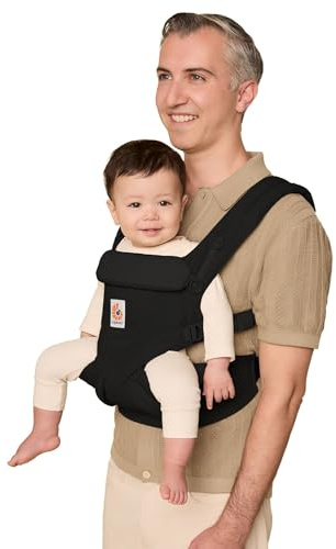 Ergobaby Omni Classic Baby Carrier for Newborn to Toddlers 0-48 Months (7-45 lbs) - 4-Position 100% Premium Cotton Baby Carrier with Ergonomic Support - Pure Black