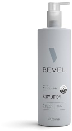 Bevel All Day Body Lotion for Men with Shea Butter and Argan Oil, Lightweight Formula Softens and Smoothes Skin, 16 oz