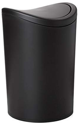 TATAY Pattumiera da Bagno con Coperchio Ribaltabile, Capacità 6L, Realizzata in Polipropilene, Senza BPA, Colore Nero. Misura 19 x 19 x 28 cm
