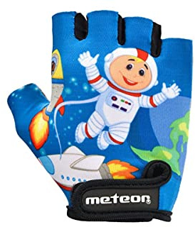 meteor Kids Cycling Gloves – Comfortable & Durable Cycling Gloves for children – Short Finger Design – Shock-Absorbing Foam – Adjustable Strap – Colourful & Breathable – For MTB, BMX, Road or Scooter