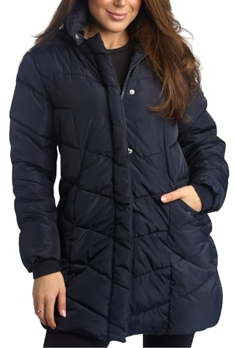 Steve Madden Women’s Winter Jacket – Insulated Weather Resistant Quilted Mid-Length Puffer Parka Coat (S-3X), Size 3X, Navy