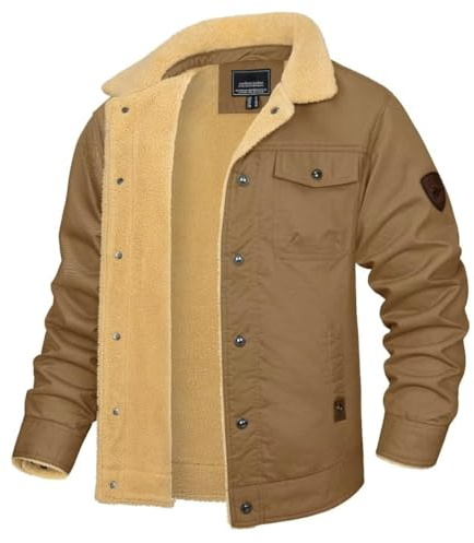 KEFITEVD Veste Cargo Décontractée Pour Hommes Manteau de Travail Coupe-vent en Coton Veste Militaire d'hiver Avec Poches Intérieures, kaki, L