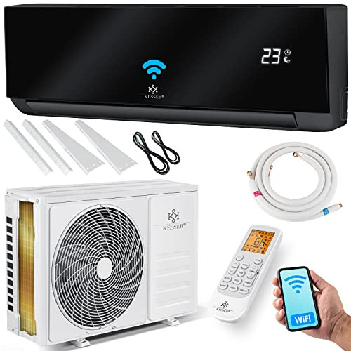 KESSER® Climatisation SET réversible - Climatiseur avec fonction WiFi/Application - Refroidissement A++/ Chauffage A+, Fluide réfrigérant R32 - Écran LCD, Split 9000 BTU/h / 2600 Watt - Anthrazit