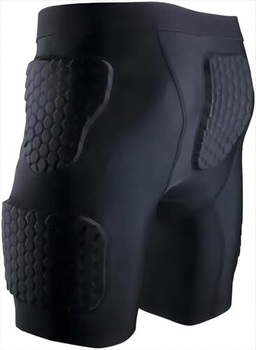 Padded Compression Shorts Padded Football Girdle Hip and Thigh Protector for Basketball ice Skating Rugby Soccer Hockey -M…