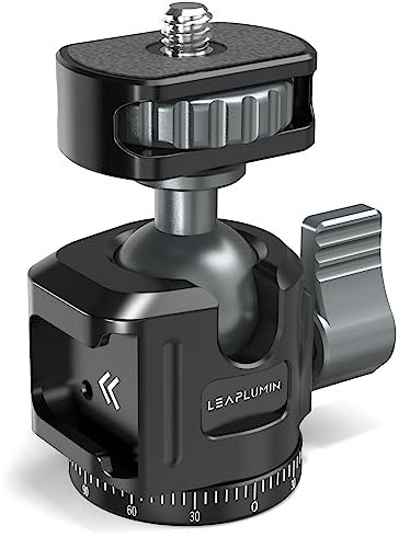 Leaplumin Aluminium-Kugelkopf mit Cold Shoe, 360°-Panoramadrehadapter mit 1/4-Zoll-Schraube für Handyhalterung/Tablet-Halterung – Max. Belastung 2,5 kg/5,5 lb