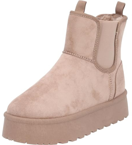 Palado Winterstiefel Damen Gallo – modische Boots - warm gefütterte Stiefeletten - bequeme Stiefel Beige UK7 - EU40
