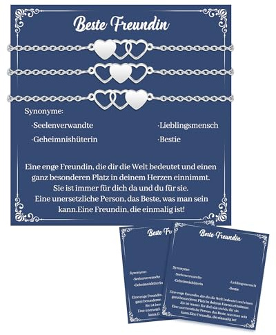 CheersLife 3 Beste Freundin Geschenke, Freundschaftsarmband für Damen Mädchen, Weihnachts- und Geburtstagsgeschenk - Herzarmband