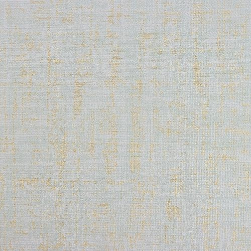 VEELIKE Papel Pintado Verde Oro Vintage Papel Adhesivo Tela de Hierba Azul Dorado Papel Autoadhesivo Pared Salon Papel Adhesivo para Muebles Dormitorio Papel de Pared Cocina Lavable Baño 40cmx300cm