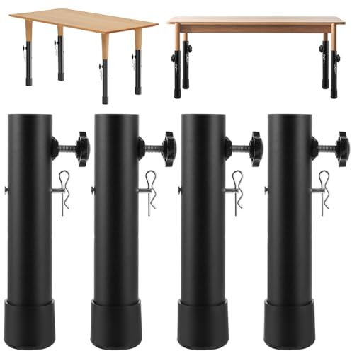 DAJAVE 4 allungamenti per gambe del tavolo pieghevoli, allungamenti regolabili e rialzi, supporto da tavolo, gambe di sollevamento per curve, altezza regolabile fino a 20 cm