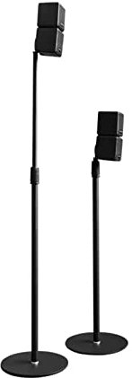 Soporte de altavoz de pie para sistema de sonido envolvente de cine en casa, soporte de estante de metal ajustable para soportes de monitor de estudio, color gris