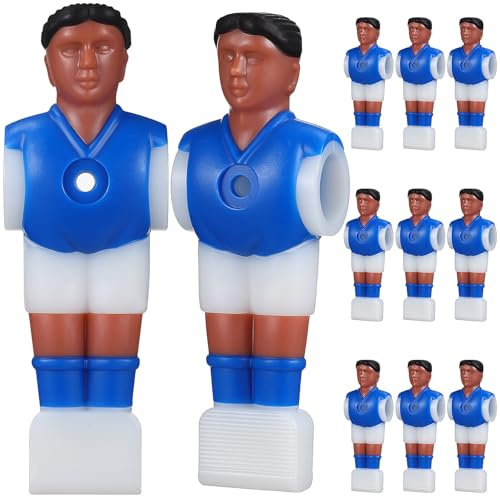Kisangel Figuras de Futbolín 11 Piezas, Muñecos de Atletas de Resina Negra Camiseta y Calcetas Azules, Accesorios para Juego de Fútbol de Mesa Compatibles Varillas Estándar