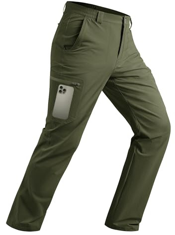 TACVASEN Men's Waterproof Trousers Lightweight Hiking Work Stretch Trousers | Outdoor Cargo Pants with Zip Pockets for Fishing Walking Camping