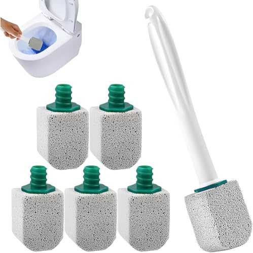 QOWUXHZ 5 Piedras Pómez Y 1 Mango Para Limpiador De Inodoros De Piedra Pómez, Accesorio De Limpieza Para Baño, Elimina Manchas Y Sarro Sin Rayar