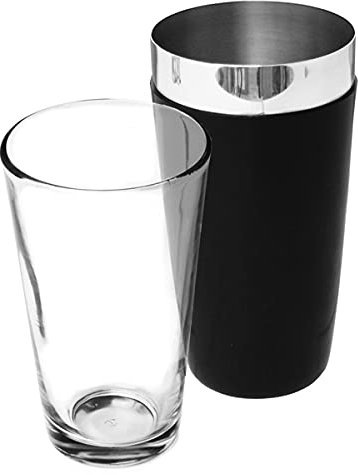 Vinyl Boston Cocktail Shaker Black - Tin & Glass Set by bar@drinkstuff | Boston Shaker Can, Professional Boston Glass, Professional Boston Cocktail Shaker Set - Vinyl Coated for Extra Grip & Flair Bartending