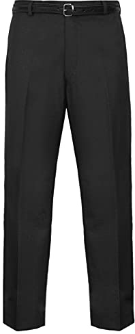 MyShoeStore Mens Formal Trousers Casual Business Office Work Home Belt Loops Smart Dress Pants Straight Leg Flat Front Everpress Pockets Waist (Black, 36/31)