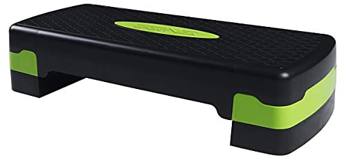 SportVida Steppbrett für Aerobic - Stepper für zuhause Training - Stepper Fitness - Fitnessgeräte für Fitnessstudio - Step Bench Höhenverstellbar - Viele Varianten (Grün 2-Tritthöhen)