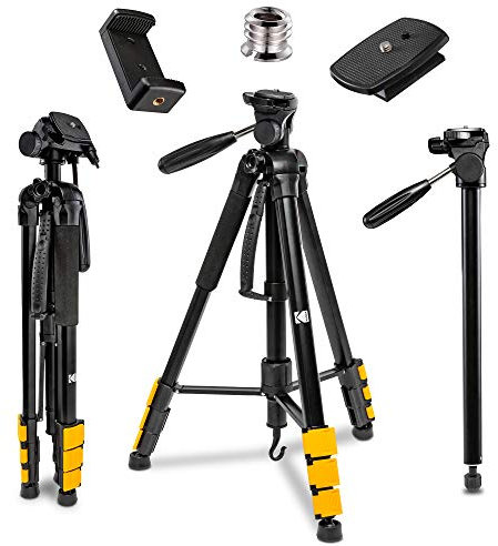 KODAK PhotoGear 2-in-1 Stativ und Einbeinstativ | Leichtes 70 4-teiliges Flip-Lock Aluminiumstativ Konvertiert in 65 Einbeinstativ | Schnellwechselplatten